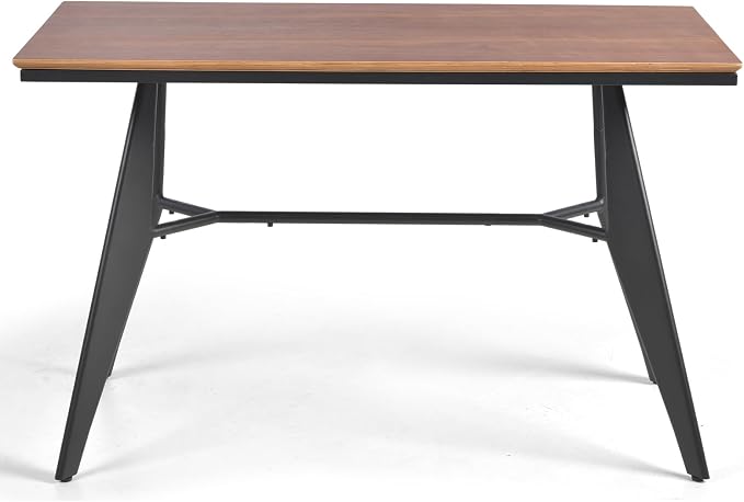 Modern Industrial Table with Heavy-Duty Steel Frame, 47.3" x 23.6" Rectangular Tabletop Walnut Oak Finish, Home Office Computer Desk, Workstation, Writing Desk, Minimalist for Small Spaces