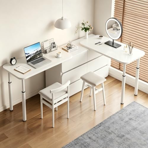 CycleCrew Large L-Shaped Desk Extension, 47.2" L Freestanding Desk Extender with Adjustable Height, Full-Size Tabletop Extension for Existing Desk, Space Saving Workstation Expansion for Home Office