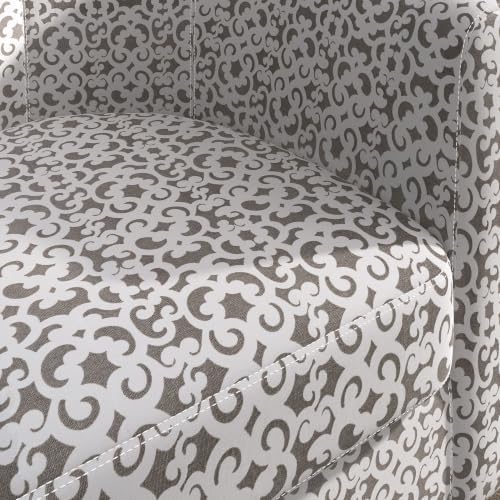 BELLEZE Accent Barrel Chair Set of 2, Linen Round Chair Club Tub Sofa Corner Chair with Flared Legs and Cozy Soft Padding for Living Room Bedroom Waiting Room - White & Brown