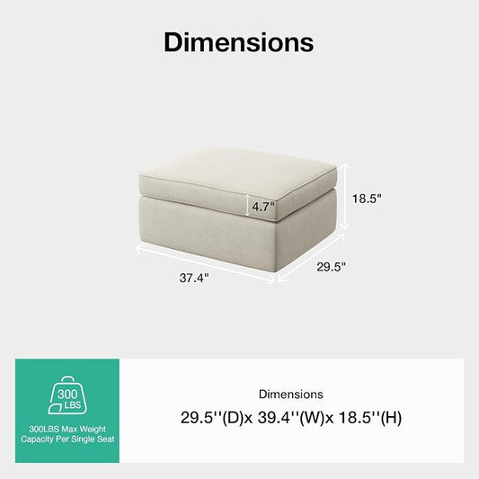 Novilla 108" Modular Sectional Sofa, Modular Sectional Couches for Living Room Bedroom, Chenille Removable Cover Cloud Couch Sectional with Smarts Coil® Support L-Shaped Couch(Beige, Ottoman)