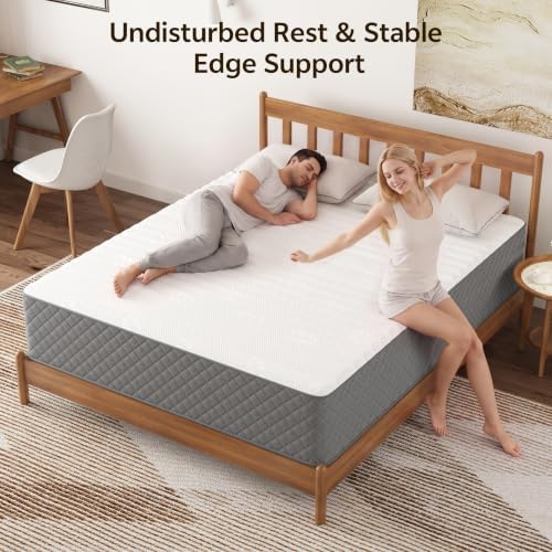 PurrJoys Queen Mattress, 12 Inch Queen Bed Mattress in a Box, Memory Foam and Pocket Spring Hybrid Mattress, Queen Size Mattress, CertiPUR-US Certified, Medium Firm