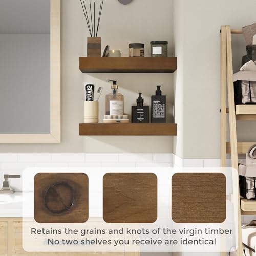 Marsmiles Dark Wood Floating Shelves, 48'' x 7.7'' x 1.6'', Set of 1