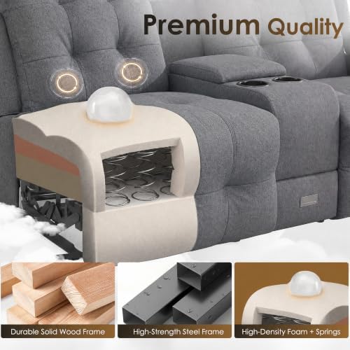 SAMERY Loveseat Recliner Sofa, Power Lift Recliner for Elderly with Massage and Heat, Electric Reclining Loveseat Sofa Couch with Console, Cup Holder, Outlets, USB, Drawer (Light Gray, Lift Loveseat)