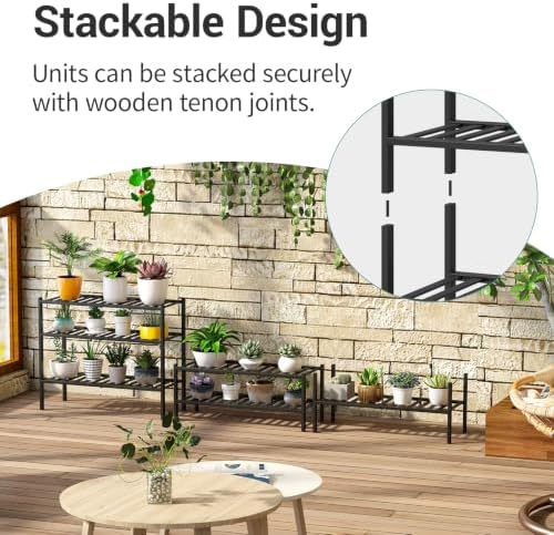 3-Tier Black Bamboo Shoe Rack for Closet, Stackable, 27" W