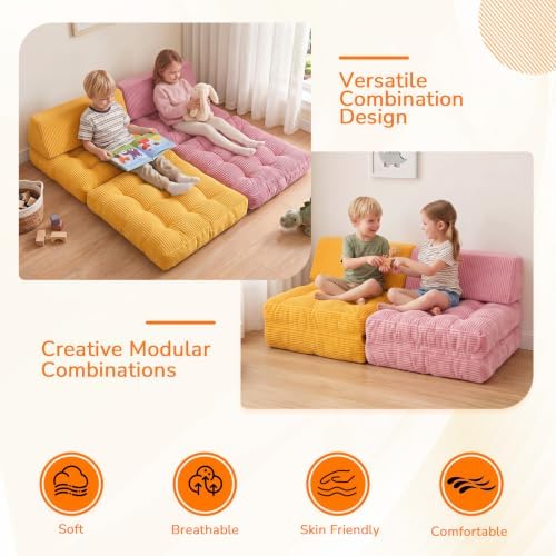 MeMoreCool Kids Couch, 3-in-1 Fold-Out Foam Chair
