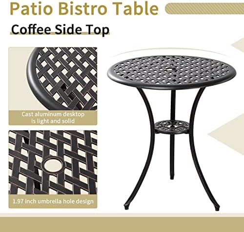 3 Piece Bistro Set Cast Alumiunm Bistro Table and Chairs Set 2