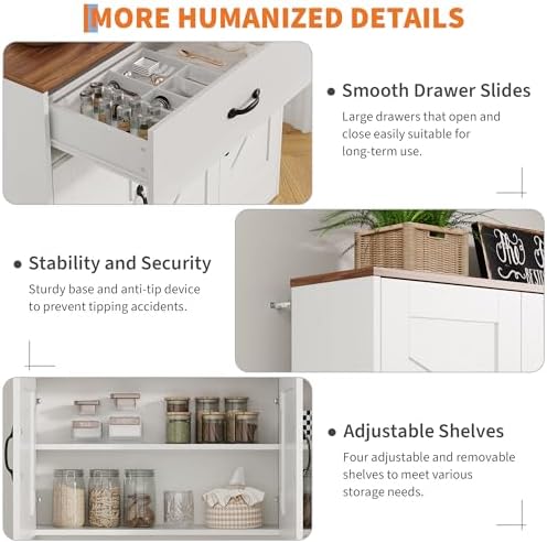 IDEALHOUSE 71"H Kitchen Pantry Cabinet, Tall Storage Cabinet, White