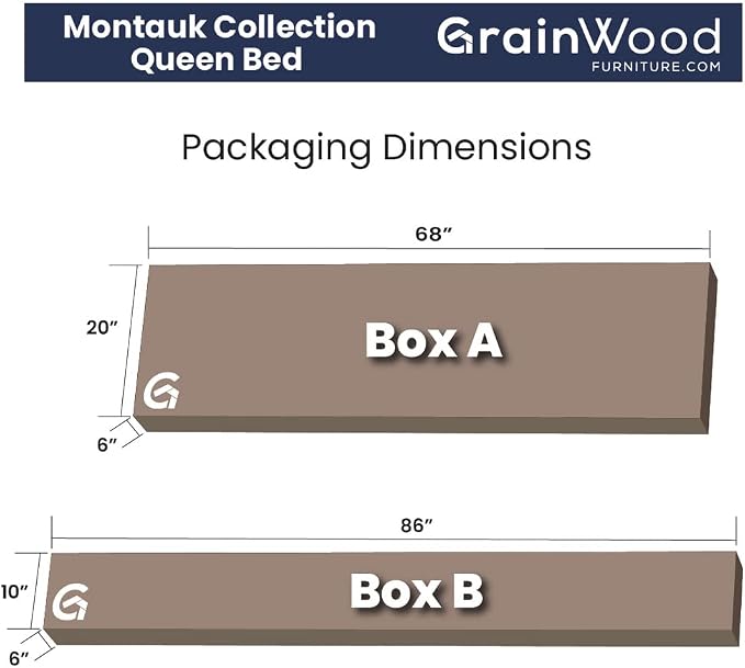 Grain Wood Furniture Montauk Solid Wood Bed, Queen Size, Rustic Grey