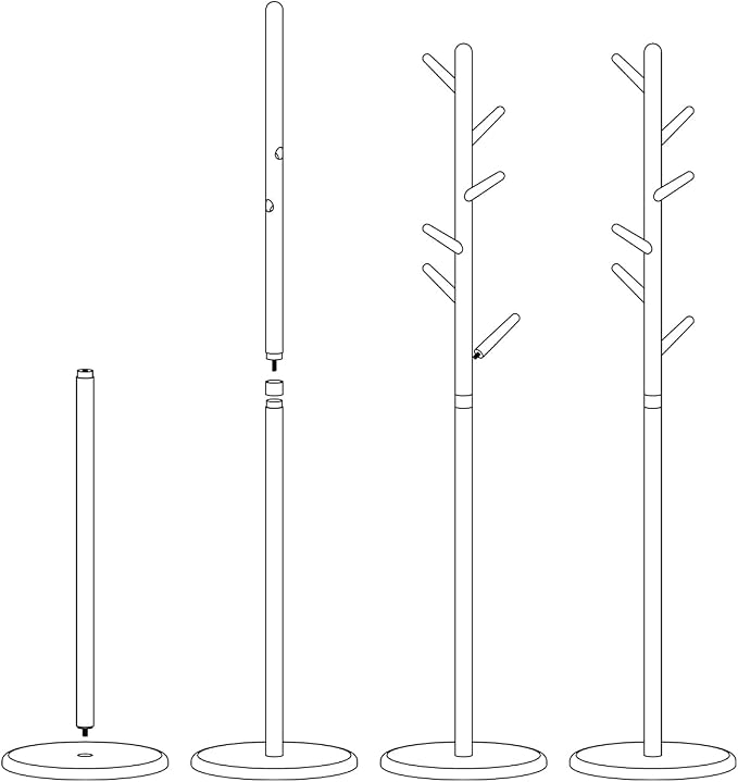 Coat Rack, Solid Wood Coat Rack Freestanding with 6 Hooks, Wooden Coat Tree Freestanding for Hats, Handbags, Coat Stand for Entryway, Bedroom, Hallway - Gift for Her (Walnut)