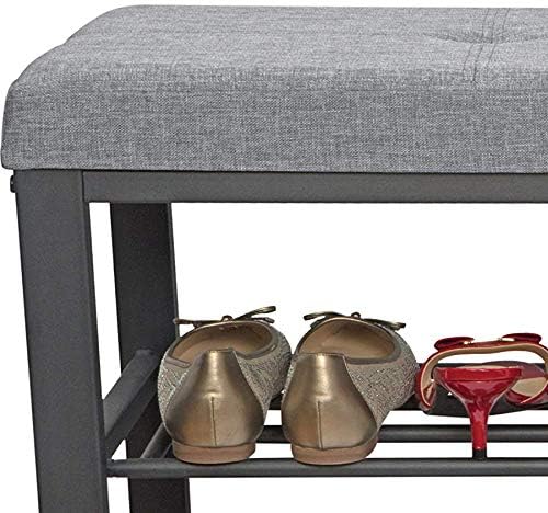 Simplify Storage Bench, Shoe Rack, Ottoman, Tufted, Padded Seating for Entryway, Bedroom, Closet & Hallway, Grey