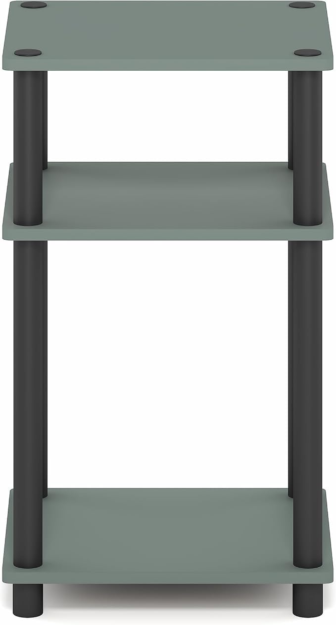 Furinno JUST Side Table, 3-Tier End Table, Open Shelves Night Stand, Bedside Table, Toolless Assembly, for Living Room, Bedroom, Bathroom, Sage Green