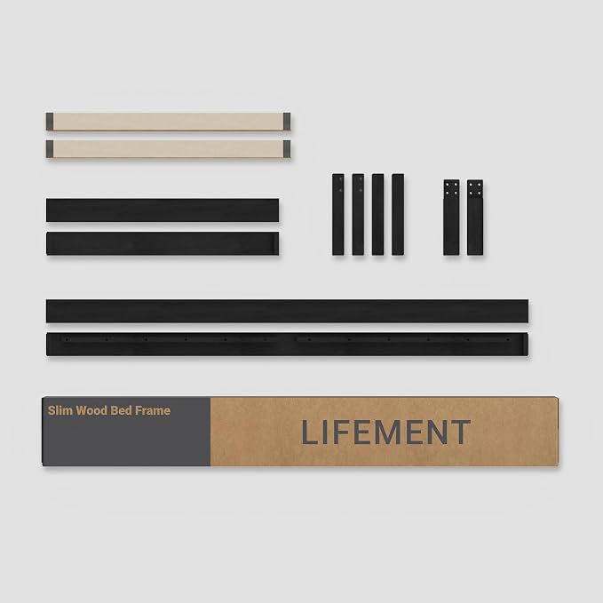 LIFEMENT Full Bed Frame Classic Wood Platform, Noise Free, Under Bed Storage, No Box Spring Needed, Easy Assembly, Black