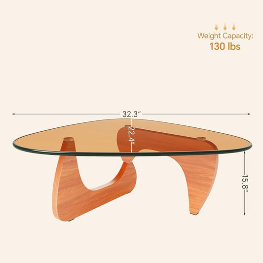 Coffee Tables Glass Small Farmhouse Coffee Table Mid-Century Modern Wood Center Table for Living Room, Walnut Brown, 32 Inch