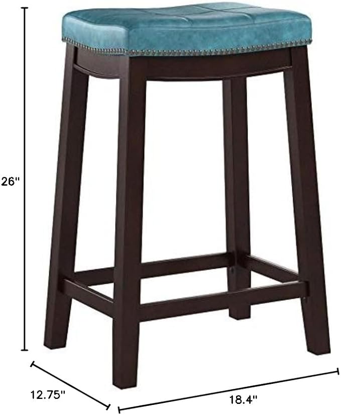 Linon Carson Blue Backless Counter Stool, Brown