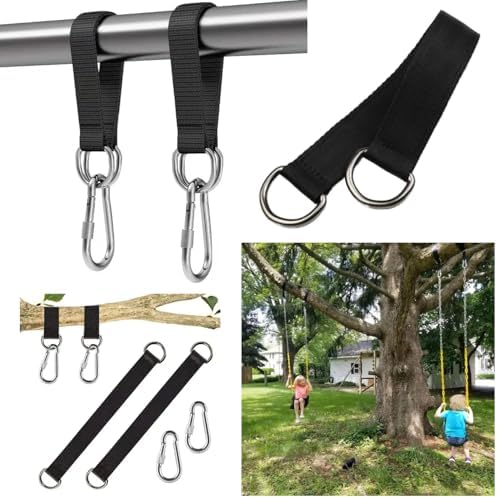 2 Pack Tree Swing Straps Hanging Kit 50cm 400lbs Heavy Duty Belt with Safer Lock Snap Hook Clip Carabiner Connector for Hammock Punching Bag Swings Chair Seat Gym Bar Handle Cable Outdoor