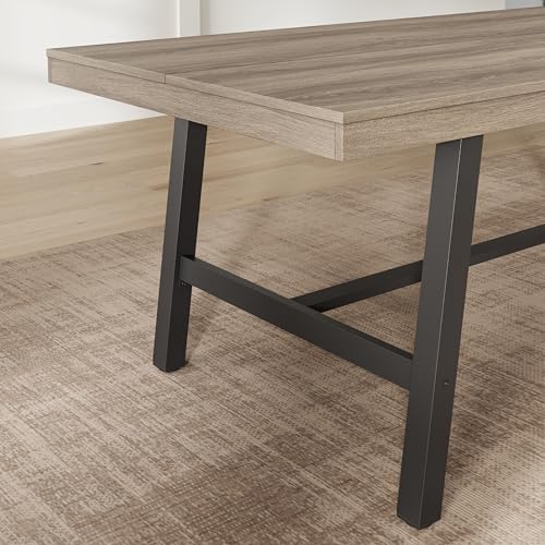 Garvee 79" Farmhouse Dining Table, Heavy Duty Kitchen Table, Grey Walnut