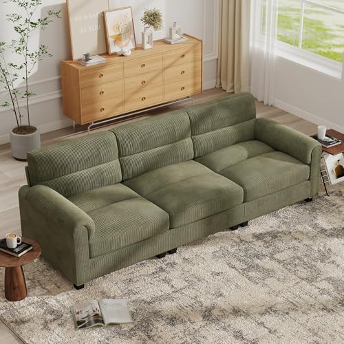 Bonzy Home 3 Seater Couch for Living Room, Corduroy, Green