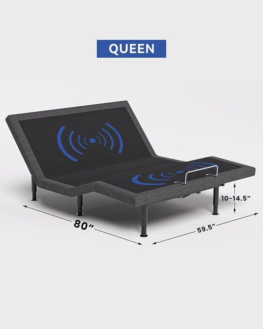 Queen Size Adjustable Bed Frame with Massage & Zero Gravity - Electric Bed Frame with Remote, USB Charging, LED Night Light, 7.5-12.5" Adjustable Height, 900LBS Capacity, Quiet Motor