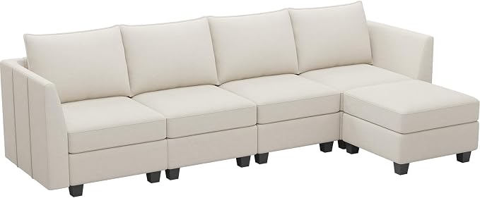 Belffin Modular Sectional Sofa Couch with Reversible Chaise Velvet L Shaped Storage 4-seat Convertible Beige