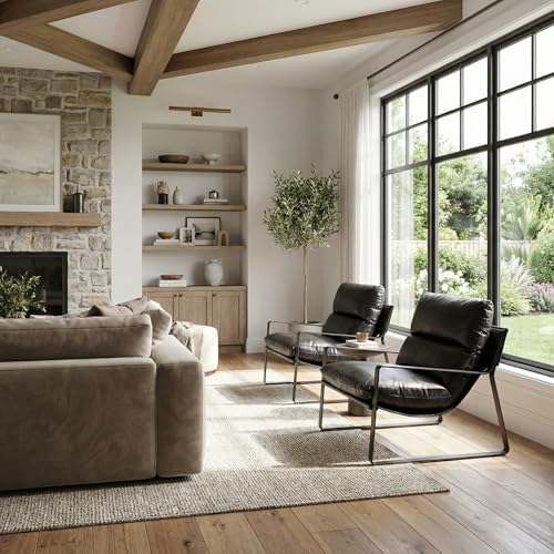LukeAlon Set of 2 Modern PU Leather Accent Armchair, Black