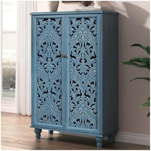 JOINICE 47" Tall Accent Cabinet with Doors & Storage for Living Room,Blue