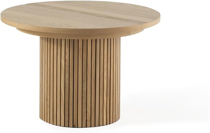 Transformer Table - Solid Wood Extendable Round Dining Table, Extendable Round Dining Table, Space-Saving Modern Furniture, Elegant and Functional Design, Natural (Table Only)