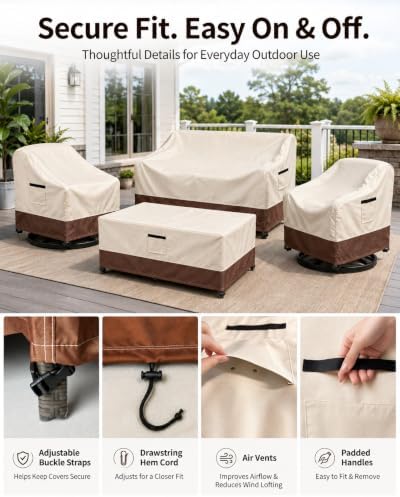 4-Piece Patio Furniture Set Covers Outdoor Waterproof 600D Heavy Duty
