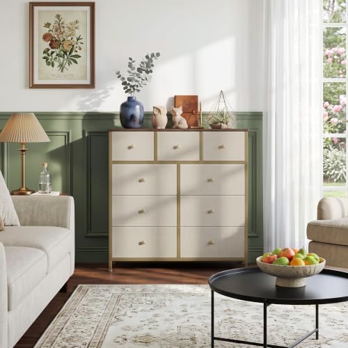 9 Drawer Dresser for Bedroom, Fabric Storage Drawer Unit