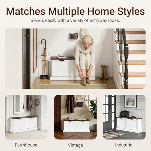 SoBuy Narrow Shoe Bench with Flip Drawers