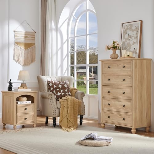 RWYHG 18" Night Stand with Charger Station, Nightstand with 2 Drawers