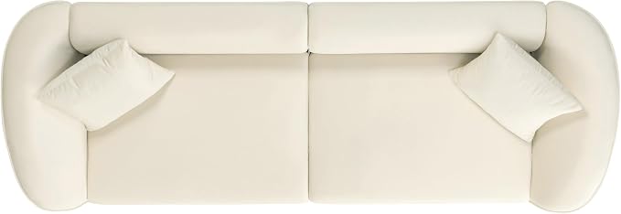 Merax 87" Large Couch, Comfy Upholstered Loveseat with Extra Deep Seats, Velvet Sofa for Living Room Apartment Office, Beige