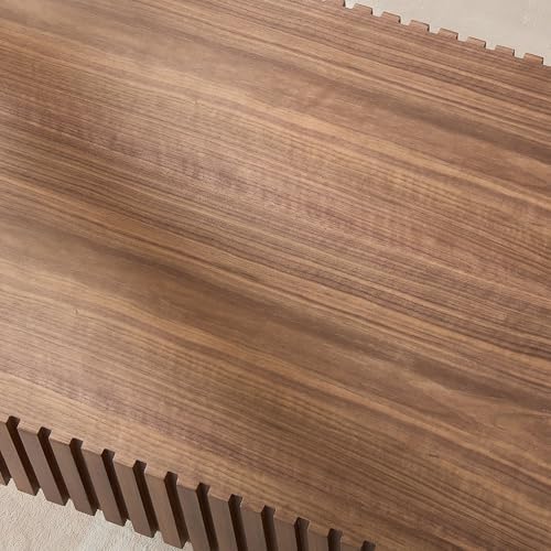 44" Handcraft Drum Oval Wooden Coffee Table with Sturdy MDF Pedestal, Modern Style Solid Wood Relief Coffee Table, Easy Assembly, for Living Room, Bedroom, Reception Room, Walnut