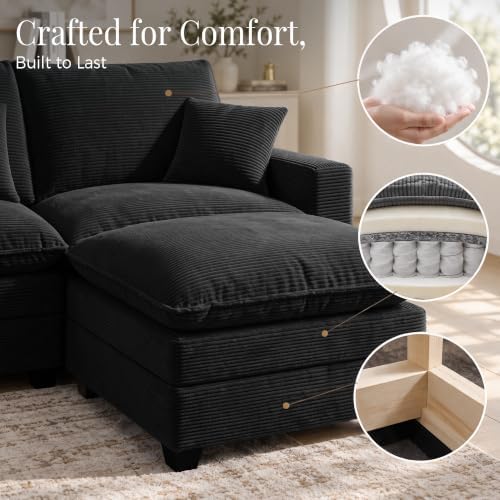 Oversized Cloud Couch Sectional, Corner Modular Sectional Sofa with Ottoman