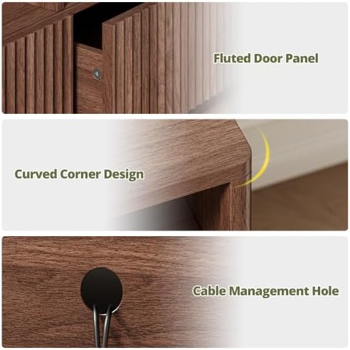 IRONCK 59" Fluted TV Stand for TVs Up to 65", Walnut