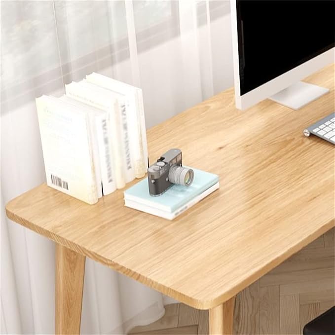 LAKIQ Pine Solid Wood Writing Desk Modern Rectangular Home Office Working Table Desktop Computer Desk Home Writing Table for Small Space-Table Only (Walnut,55" L x 16" W x 30" H)