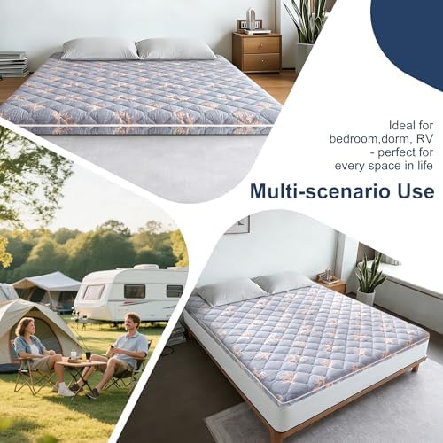 6th Generation Japanese Floor Futon Mattress - Extra-Thick 9-Layer Modern Futon with 100% High-Density Foam, Portable Floor Mattress Sleeping Pad for Adults, Guest Room, Dormitory, Full XL (54"X80")