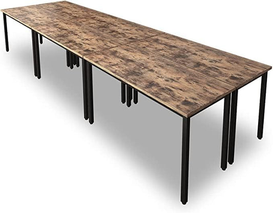 Bonzy Home Conference Tables 14ft Office Computer Desk for Meeting Room Study Writing Printer Table for 16 People Save Space Design Rustic Vintage Brown 6PCS (165.3"x47.2"x29.5")