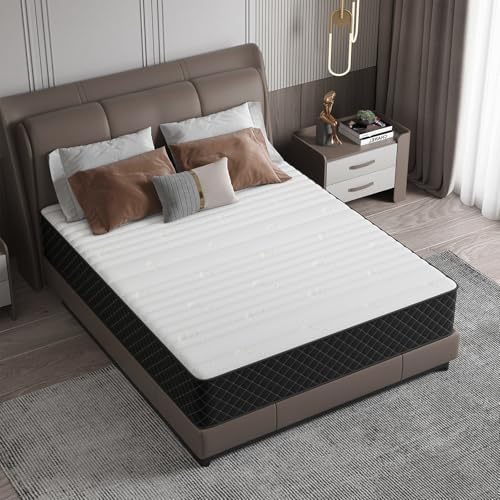 Mattress Queen Size, 12 Inch Queen Mattress in a Box, Medium Firm 7-Zone Memory Foam & Pocket Spring, Hybrid Mattresses for Pressure Relief & Motion Isolation, CertiPUR-US Certified, 80" x 60"