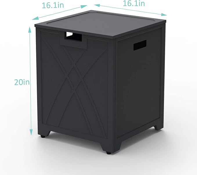 BAIDE HOME Propane Tank Cover Table, Square Propane Tank Holder Hideaway for 20 lb Propane Tanks, Gas Tank Storage Side Table - Carbon Gray