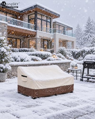 Patio 3-Seater Sofa Cover,Outdoor Couch Cover Fits up to 79W x 37D x 35H Inches,100% Waterproof Heavy Duty Patio Furniture Covers,Beige&Brown