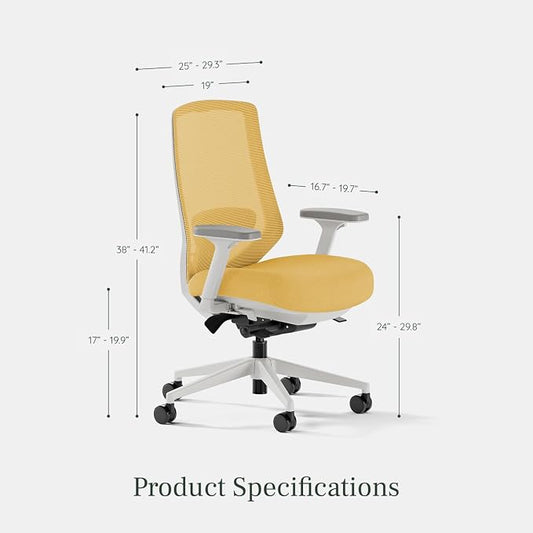 Branch Ergonomic Chair Pro - Mesh Office Chair with 14 Points of Adjustment - Height, Depth & Tilt Adjustable - 5D Armrests - Forward Tilt, Smooth Recline, and Lumbar Support - Spark