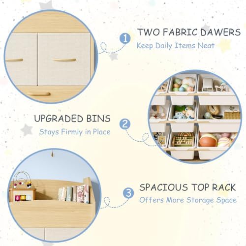 Kids Toy Storage Organizer, Scalloped Shelf, 9 Bins, Toy Chest