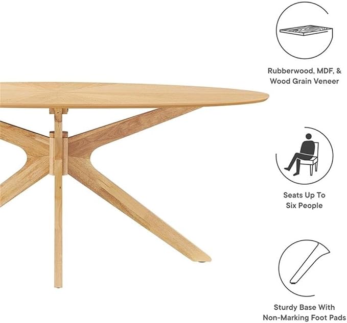 Modway EEI-3849-OAK Crossroads 71" Oval Wood Dining Table, Oak