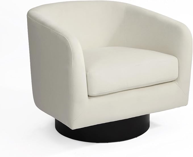 Swivel Barrel Accent Chair, Upholstered Armchair for Living Room, Ivory
