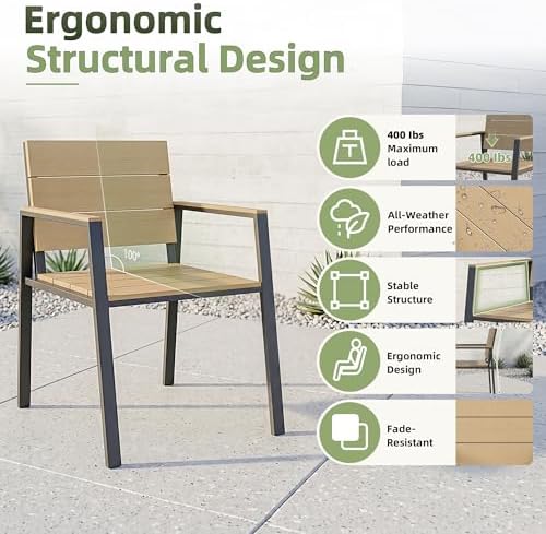 Outdoor Table and Chairs for 4 Aluminum Patio Dining Set with Umbrella Hole