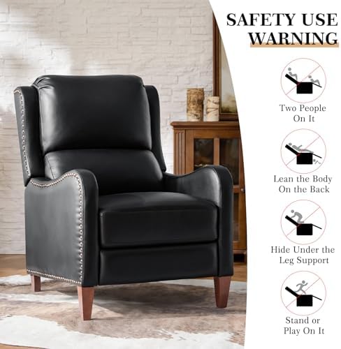 HULALA HOME Genuine Leather Recliner Chair Set of 2, Black