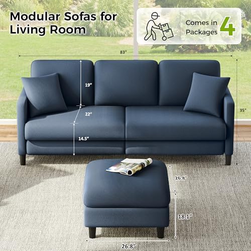 Welzona Loveseat Sofa, Teddy Love seat Couches 83", with 2 Storage Ottomans