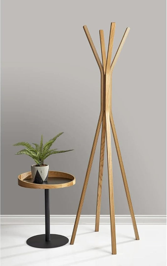 Adesso Toby Coat Rack with Natural Oak Finish – Space-Saving Entryway Organizer Perfect for Coats, Bags, Purses and Hats – 6 Hooks, 68.25" Tall