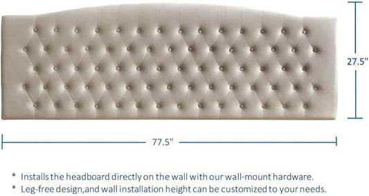 24KF Upholstered Tufted Button Velvet Wall Mounted Headboard,Comfortable Fashional Headboard King/CA King Size, 6058-K-Taupe