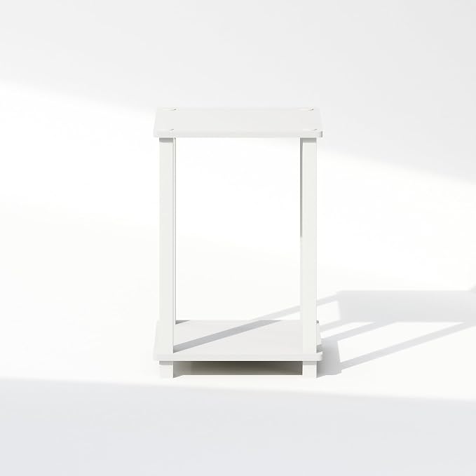 Furinno Simplistic Night Stand, 2-Tier Small Nightstand with Open Shelf, Toolless Assembly Bedside Table, End Table, Side Table, for Bedroom, Closet, Dorm, White